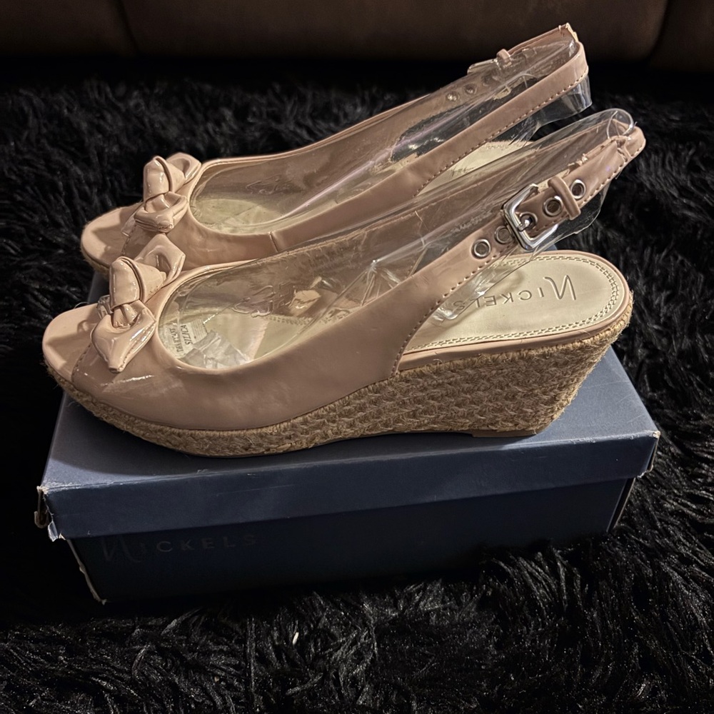 Nickels Women's Cream Peep-Toe Wedges